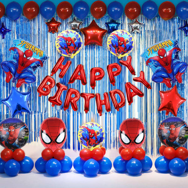 Spider Man Theme Birthday Party Decorations Full Set of Balloons &amp; Items