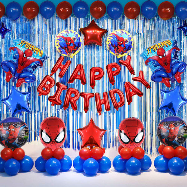 Spider Man Theme Birthday Party Decorations Full Set of Balloons &amp; Items