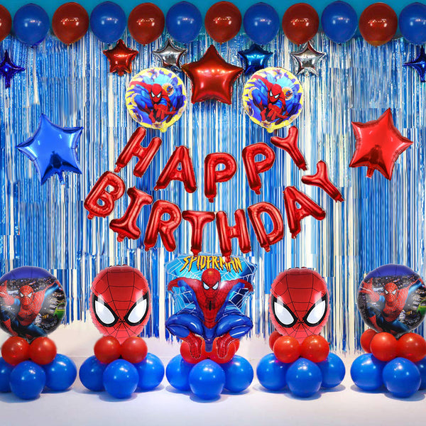 Spider Man Theme Birthday Party Decorations Full Set of Balloons &amp; Items