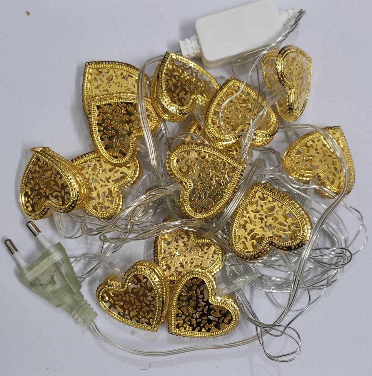 Metal Hearts Shape Golden Led Light 12' Feet - 220 V Plug operated ...