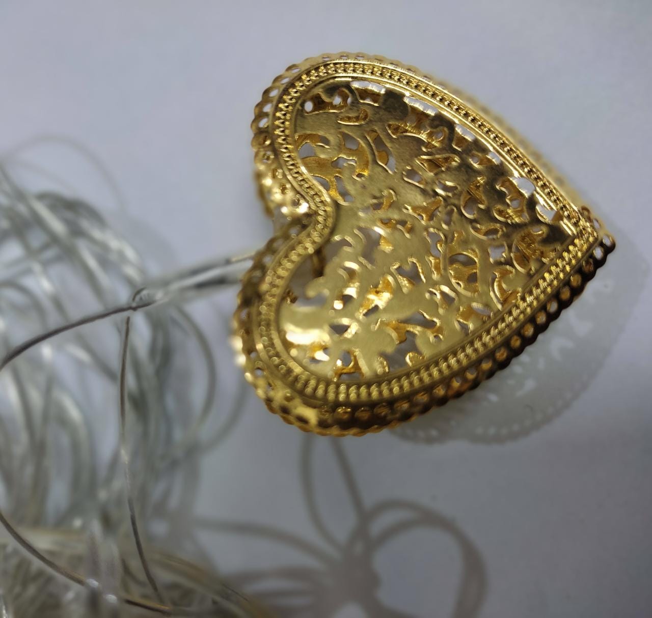 Metal Hearts Shape Golden Led Light 12' Feet - 220 V Plug operated ...