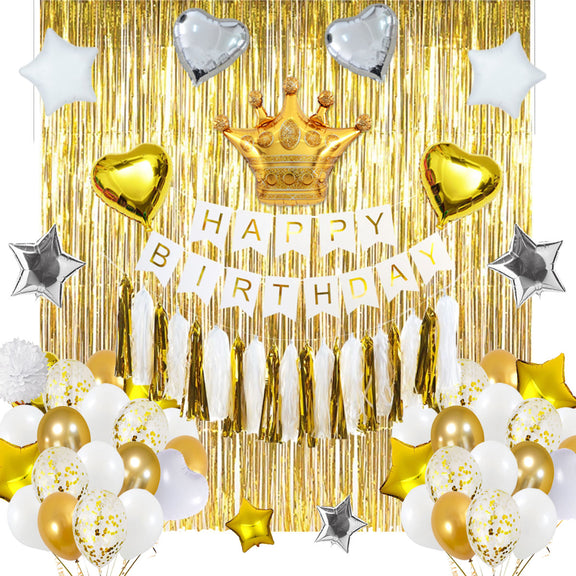 Happy Birthday Decoration Set (White and Gold) – dreamparty.pk