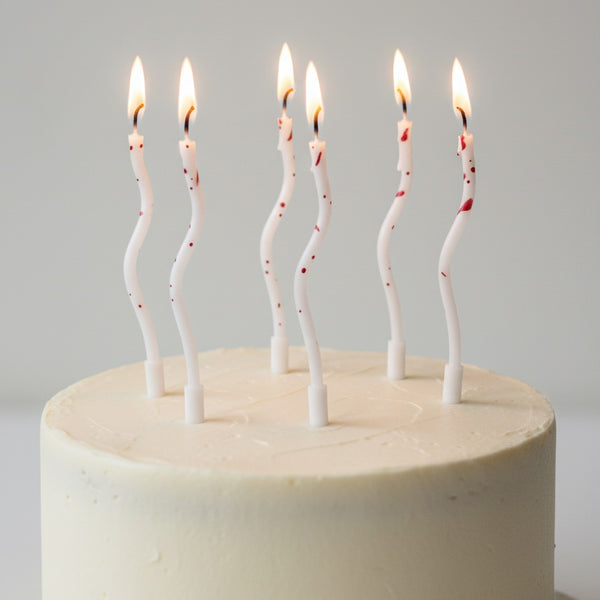 Stain/Dotted Wavy Cake Decoration Candles - 12 Pcs