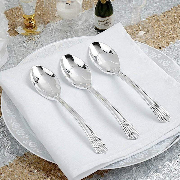 Plastic Party Cutlery Spoons Silver - 10 Pcs Pack