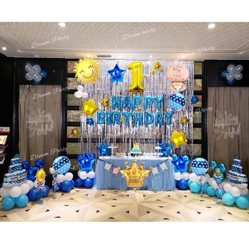 Happy Birthday Foil Balloons Decoration Set (Blue) – dreamparty.pk