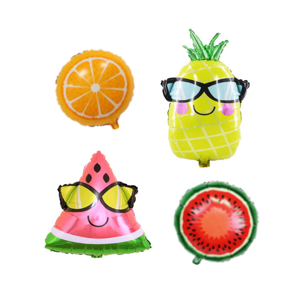 Fruits Theme Foil Balloons - Pack of 4 Balloons
