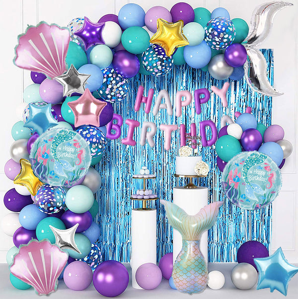 Mermaid Theme Birthday Party Decorations Full Set of Balloons &amp; Items