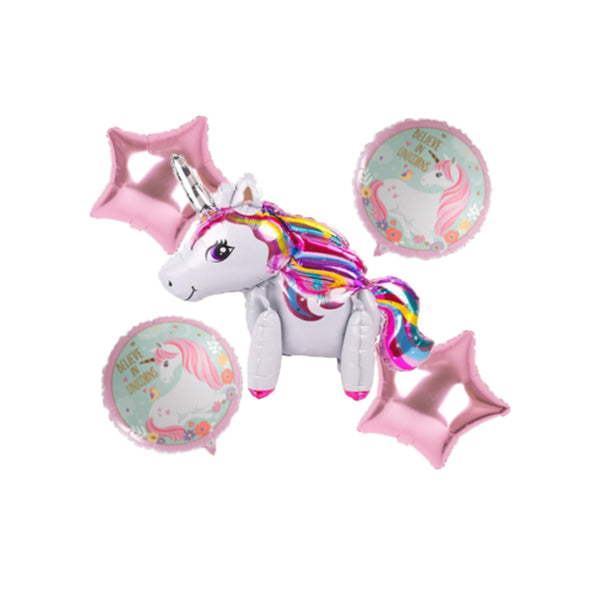 Unicorn Theme Foil Balloons - Pack of 5 Balloons