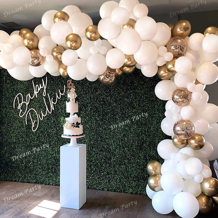 White and Gold Balloons Garland